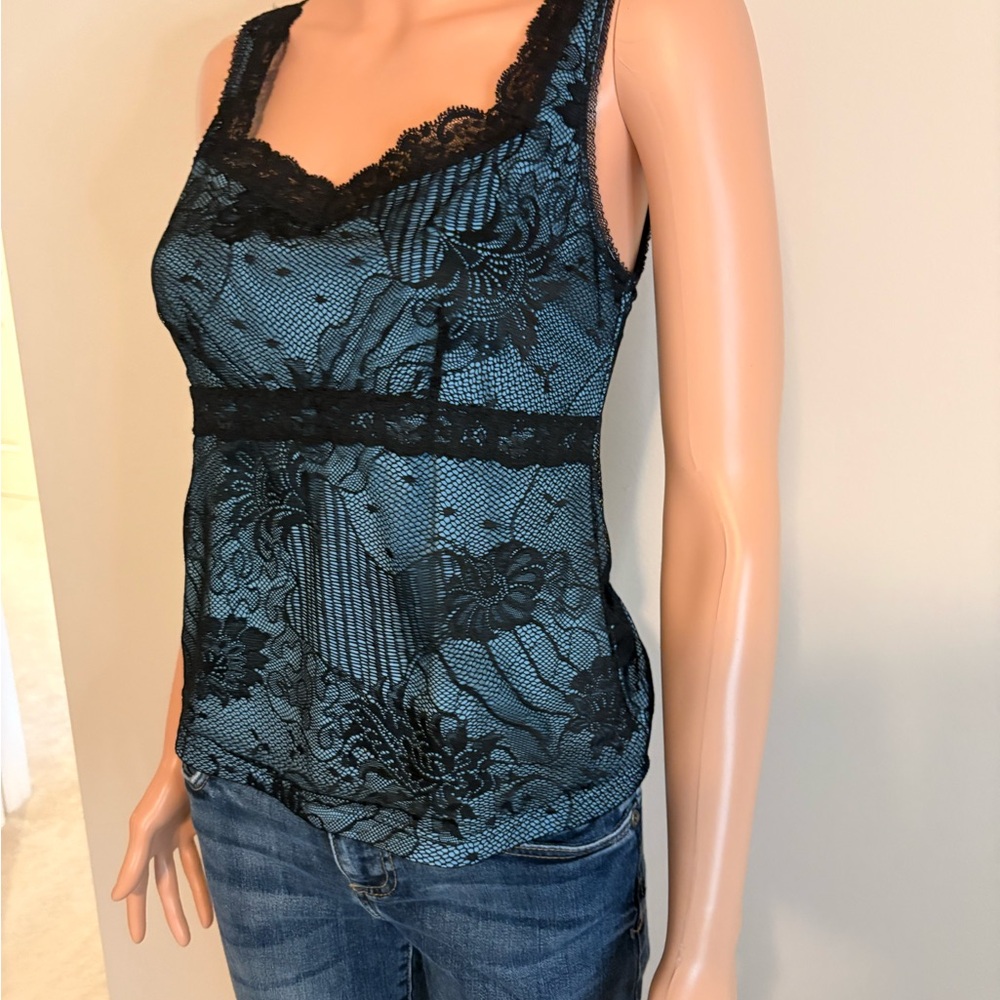 Arianne Black and Blue Lace Top